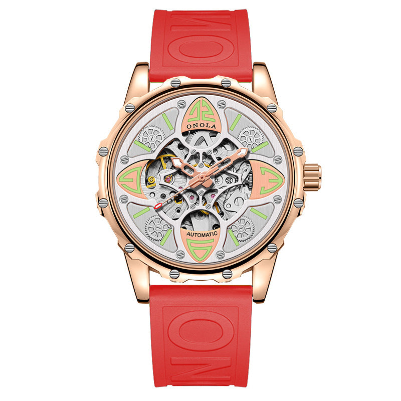 Fashion New Onola/Oona Four-Leaf Clover Fully Automatic Mechanical Watch Men's and Women's Waterproof Tape Strap Live Broadcast