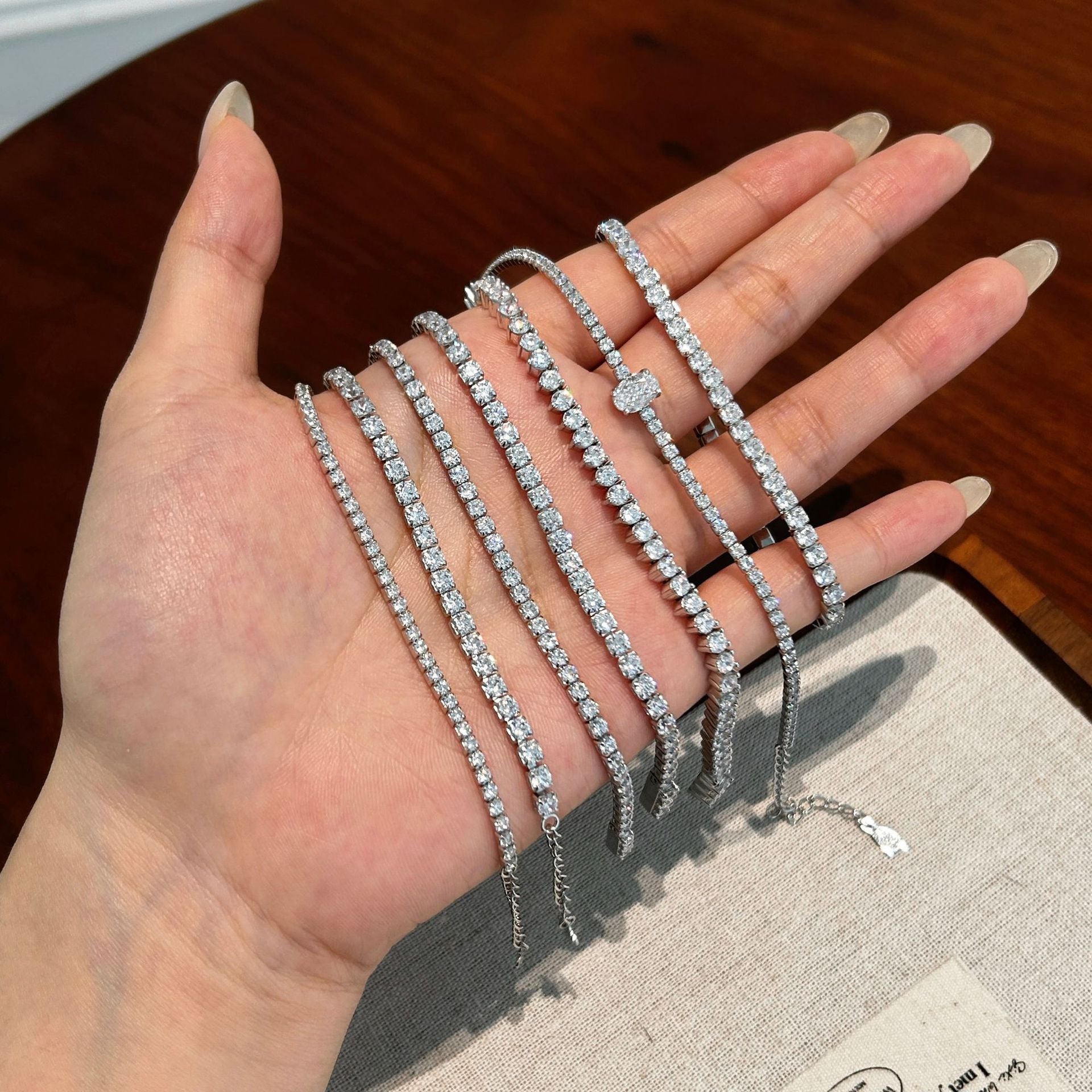 Lin Lang s925 Sterling Silver Full Diamond Bracelet Female Inlaid Zircon European and American Light Luxury Advanced Hidden Buckle Tennis Bracelet Cross Border