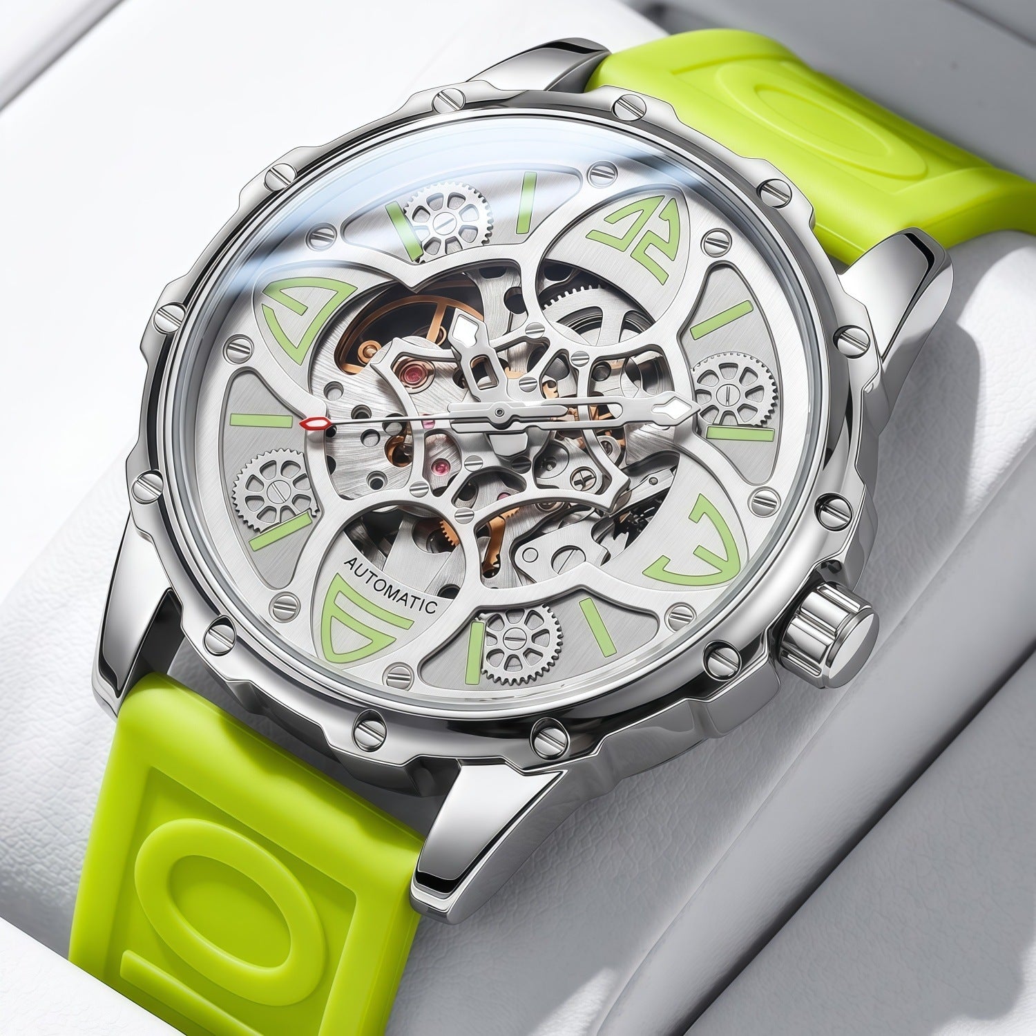 Fashion New Onola/Oona Four-Leaf Clover Fully Automatic Mechanical Watch Men's and Women's Waterproof Tape Strap Live Broadcast