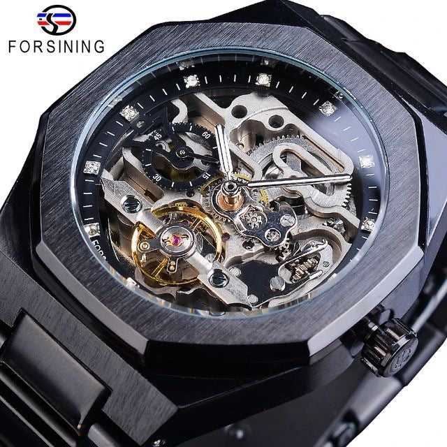 Dropshipping Forsining Men's Fully Automatic Mechanical Watch Luminous Three-Eye Six-Pin Week Steel Strap Mechanical Watch