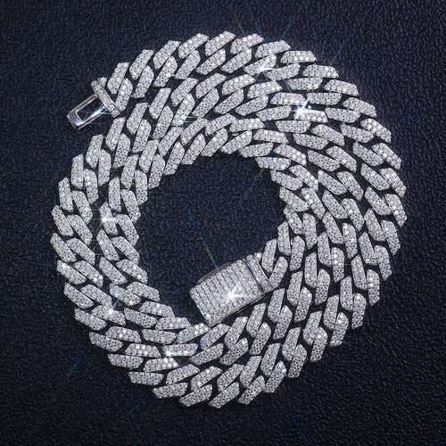 Cross-border European and American Cuban chain silver plated 6mm8mm10mm12mm15mm Mosan Cuban necklace bracelet in stock
