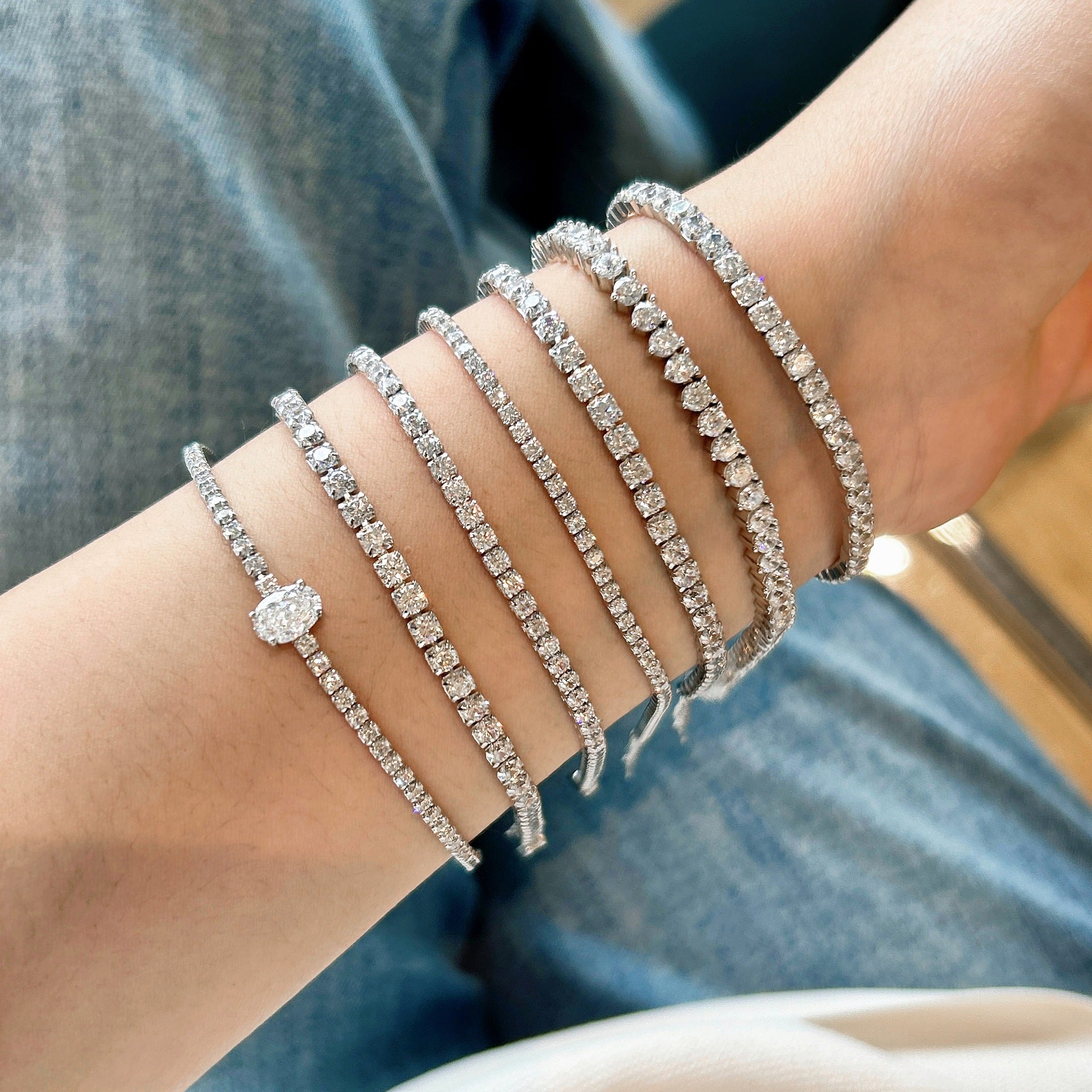 Lin Lang s925 Sterling Silver Full Diamond Bracelet Female Inlaid Zircon European and American Light Luxury Advanced Hidden Buckle Tennis Bracelet Cross Border