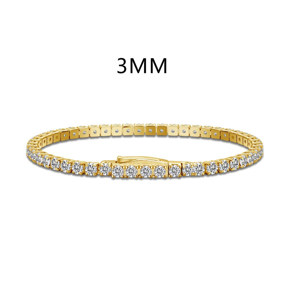 Lin Lang s925 Sterling Silver Full Diamond Bracelet Female Inlaid Zircon European and American Light Luxury Advanced Hidden Buckle Tennis Bracelet Cross Border
