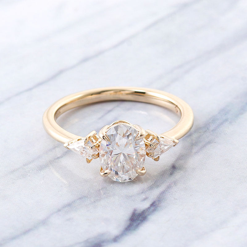 New Moissanite Ring for Women 18K Real Gold Exaggerated 1-3 Carat Gold Color Cross-Border K Gold Ring Inlaid Au750