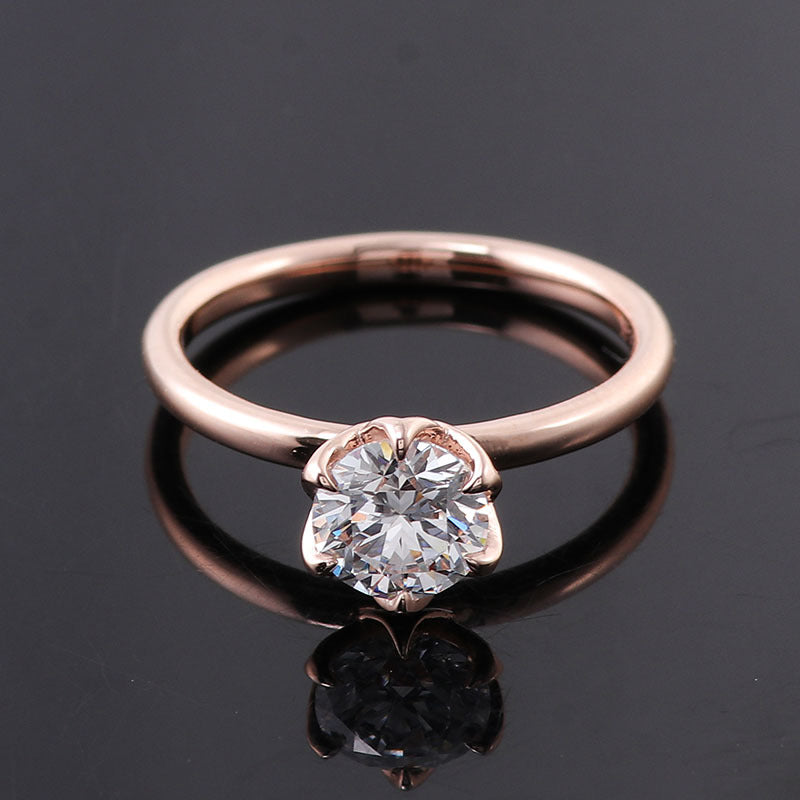 New Moissanite Ring for Women 18K Real Gold Exaggerated 1-3 Carat Gold Color Cross-Border K Gold Ring Inlaid Au750