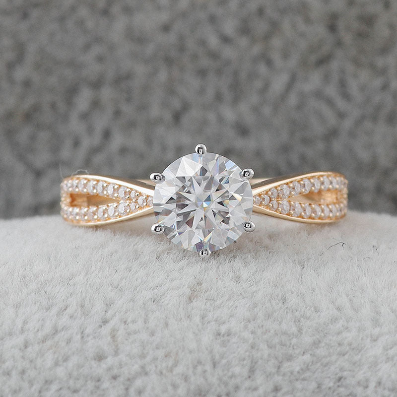 New Moissanite Ring for Women 18K Real Gold Exaggerated 1-3 Carat Gold Color Cross-Border K Gold Ring Inlaid Au750