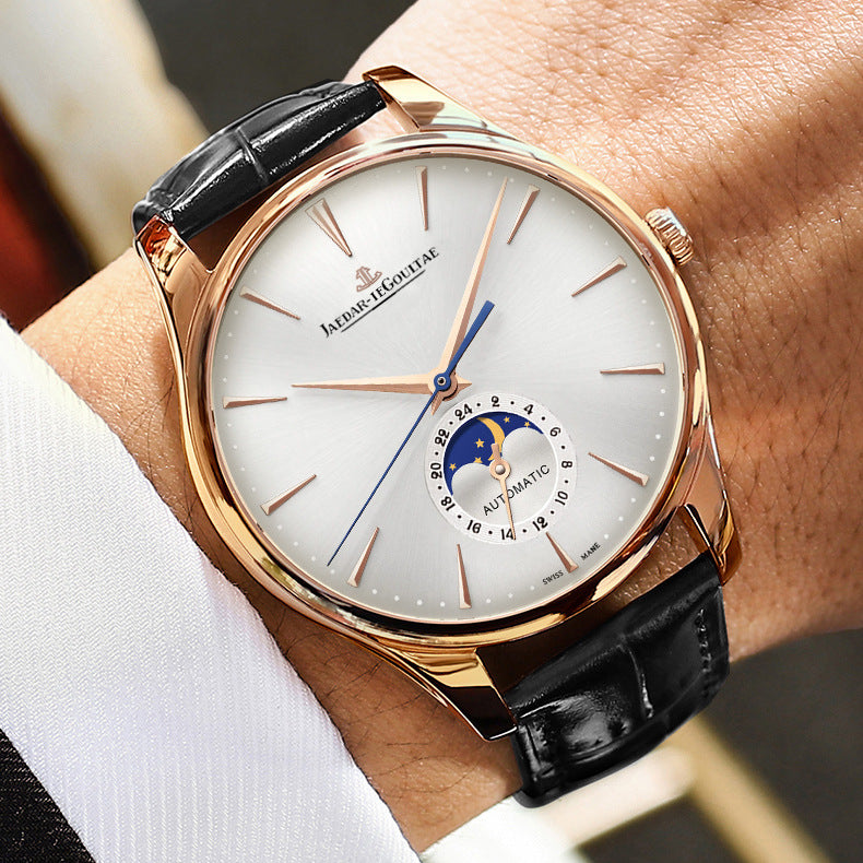 Moon Phase Master Men's Fully Automatic Fake Mechanical Watch Douyin Video Number Source Factory Supply Live Broadcast Hot Style