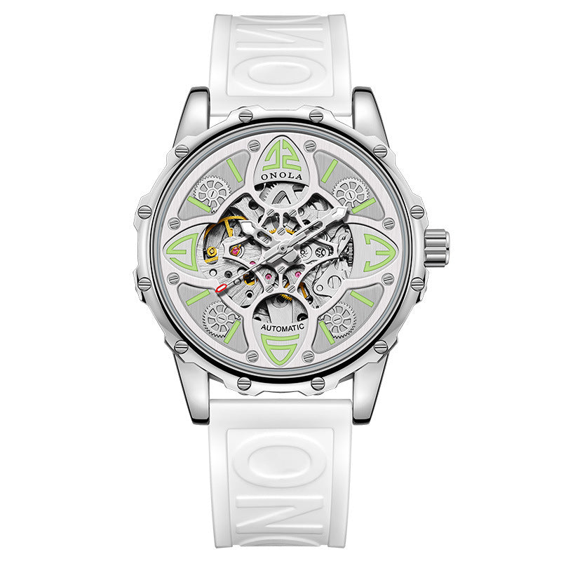 Fashion New Onola/Oona Four-Leaf Clover Fully Automatic Mechanical Watch Men's and Women's Waterproof Tape Strap Live Broadcast